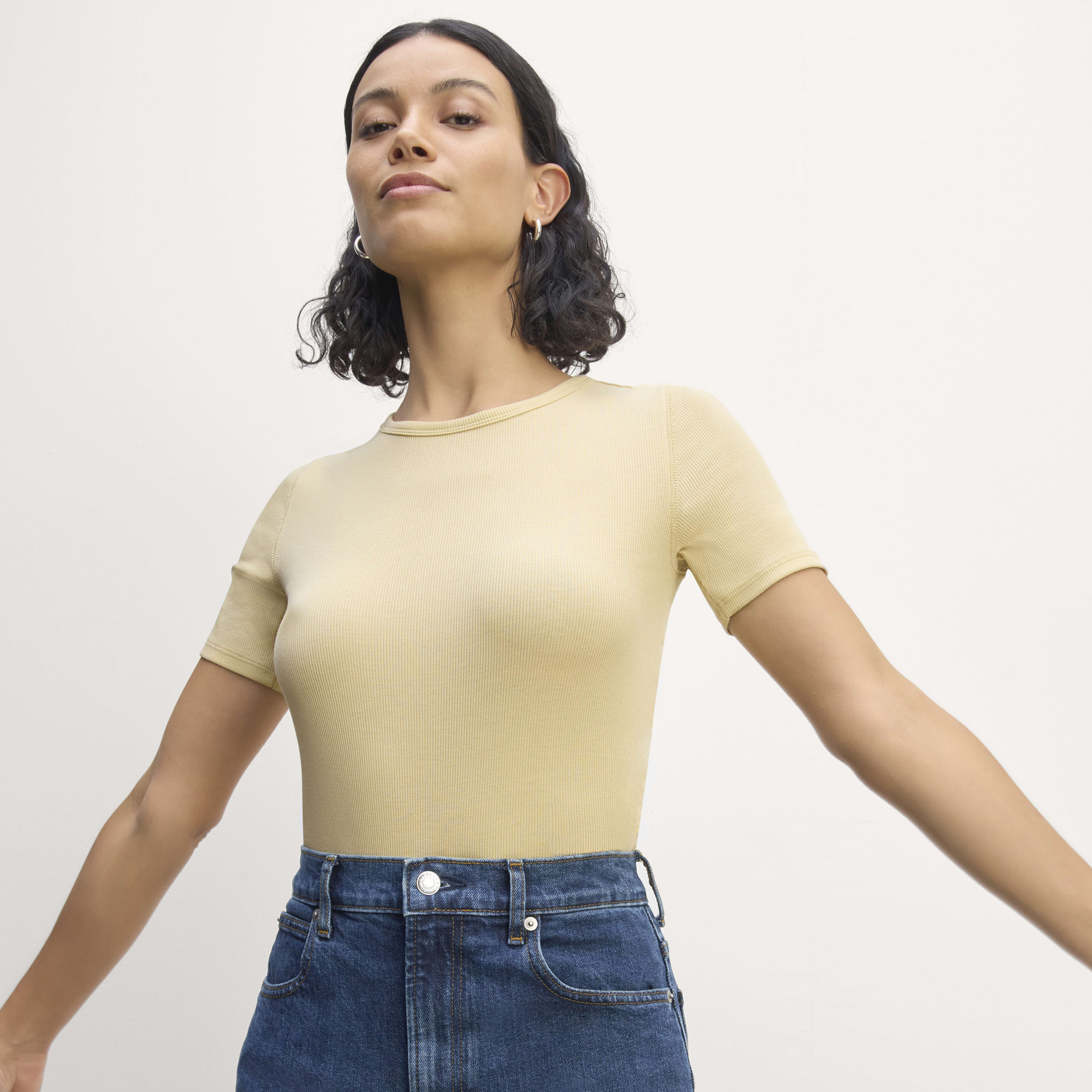 Women's Luxe Rib Crew T-Shirt by Everlane in Parsnip, Size XXL | Everlane
