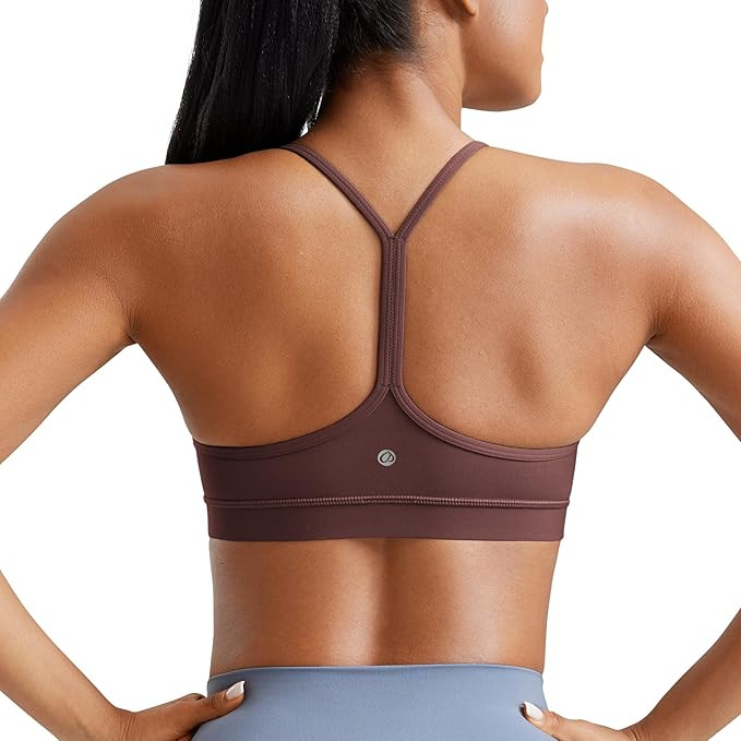 CRZ YOGA Butterluxe Womens Y Back Sports Bra - Padded Racerback Low Impact Spaghetti Thin Strap W... | Amazon (US)