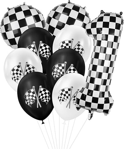 40 Inch Checkered Number Balloon, 1st Birthday Number Balloons for Boy, Large Inflating Black and... | Amazon (US)