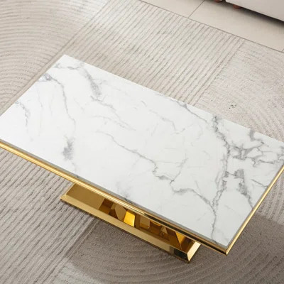 Faux Marble Coffee Table Set of 4, Modern Living Room Table Set Includes 1 Coffee Table, 1 Console Sofa Table and 2 End Side Tables for Living Room, W | Wayfair North America