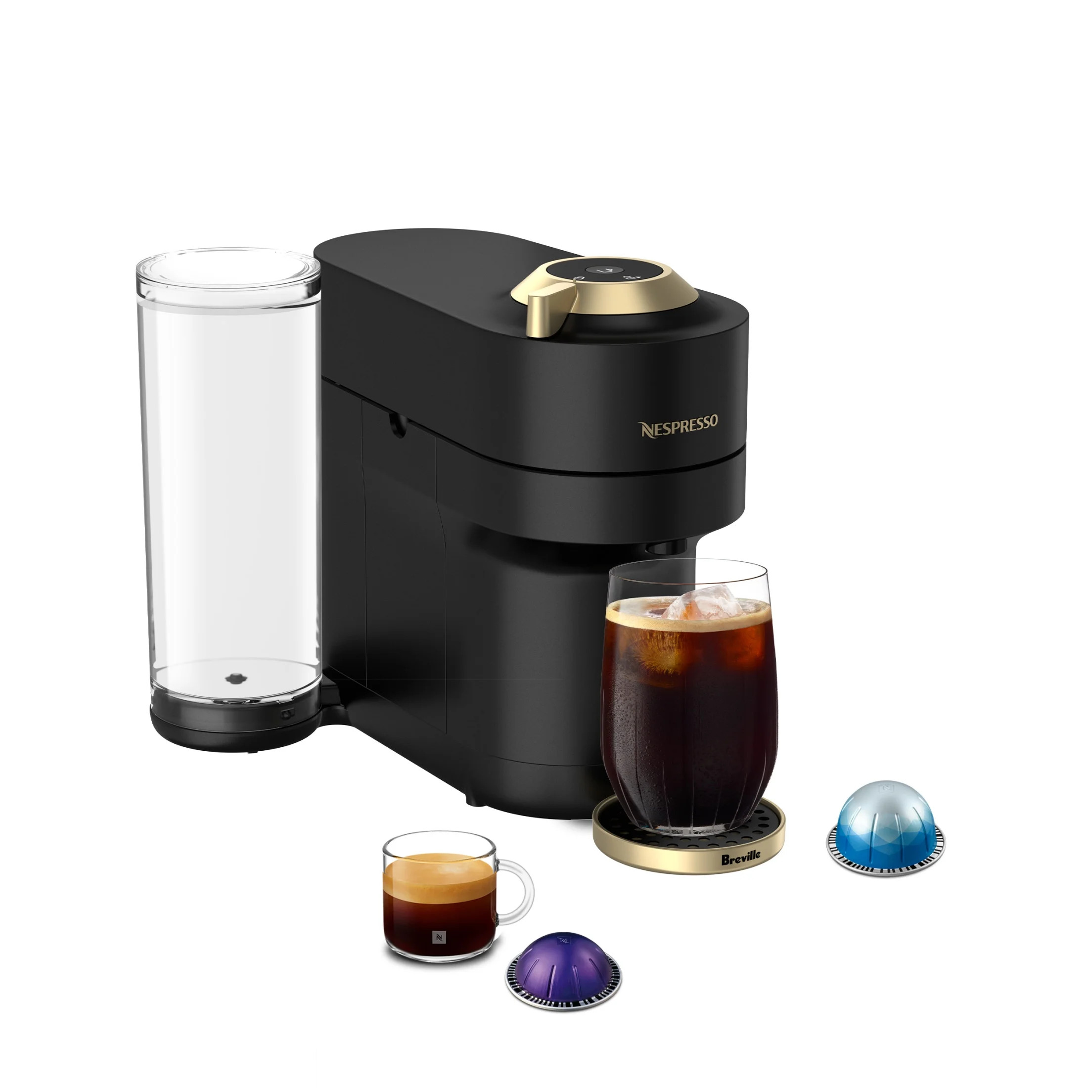 Nespresso Limited-Edition Vertuo Pop+ Coffee and Espresso Maker by Breville, Matte Black Gold | Walmart (US)