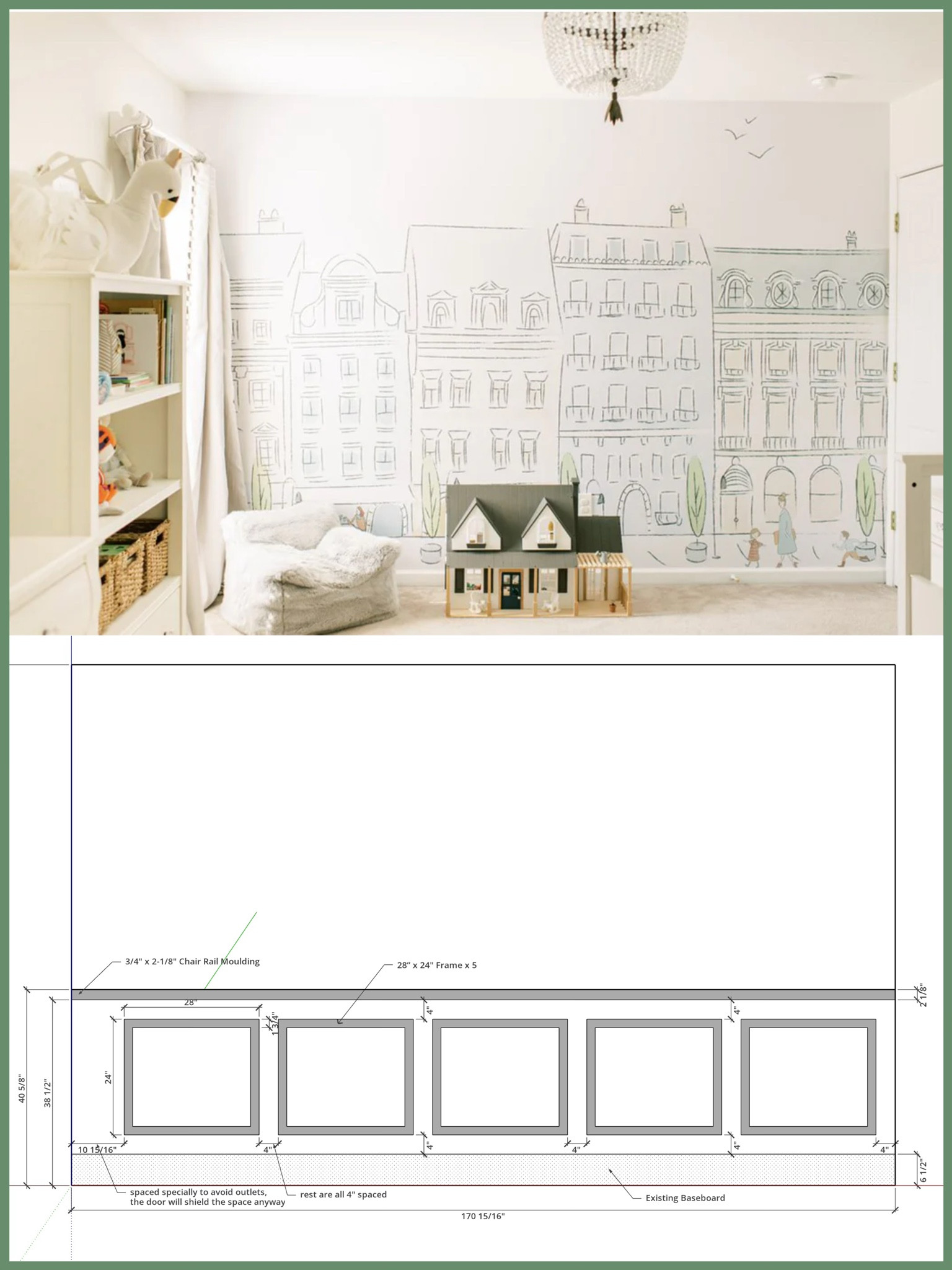 Nursery Wall design and supplies are finally secured, 100% ready to get started with painting, moulding and first time wallpaper applying! 

#LTKHome