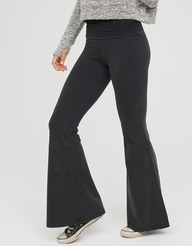 OFFLINE By Aerie OG Foldover High Waisted Super Flare Legging | American Eagle Outfitters (US & CA)