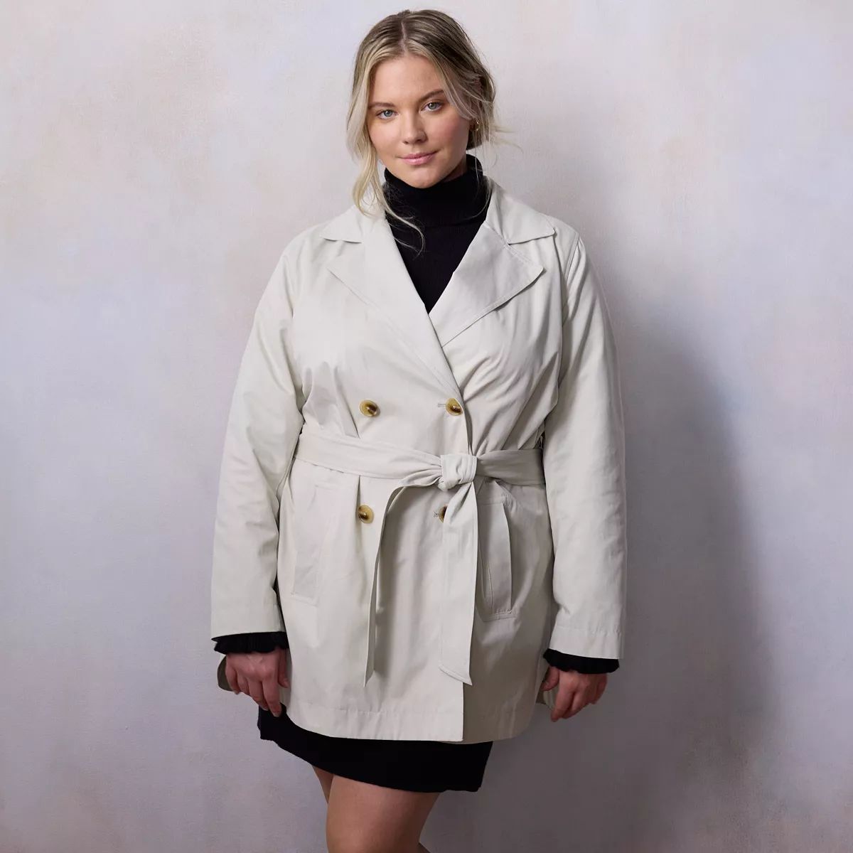 Plus Size LC Lauren Conrad Shirttail-Hem Trench Coat | Kohl's