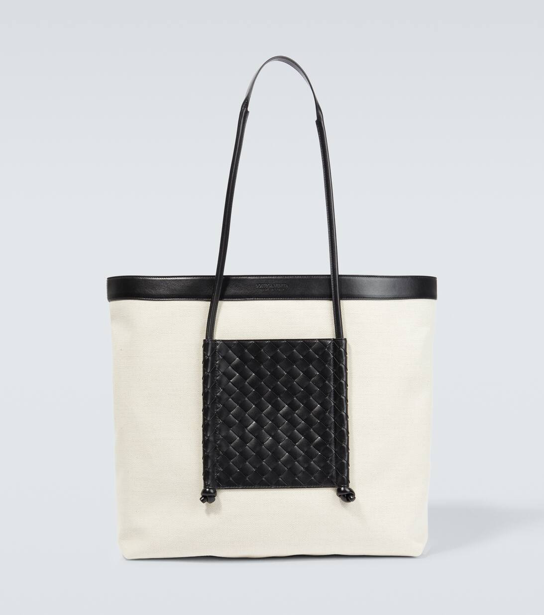 Leather-trimmed canvas tote bag | Mytheresa (UK)