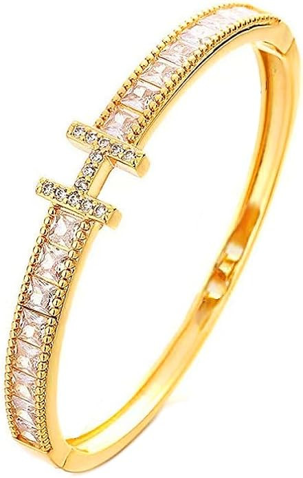 Dainty Bangle Bracelet for Women Personalized Cubic Zirconia Love Bracelets Tiny Waist Oval Bangl... | Amazon (US)