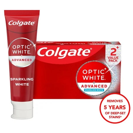 Colgate Optic White Advanced Sparkling White Toothpaste, Mint, 2 Pack, 4.5 OZ | Walmart (US)