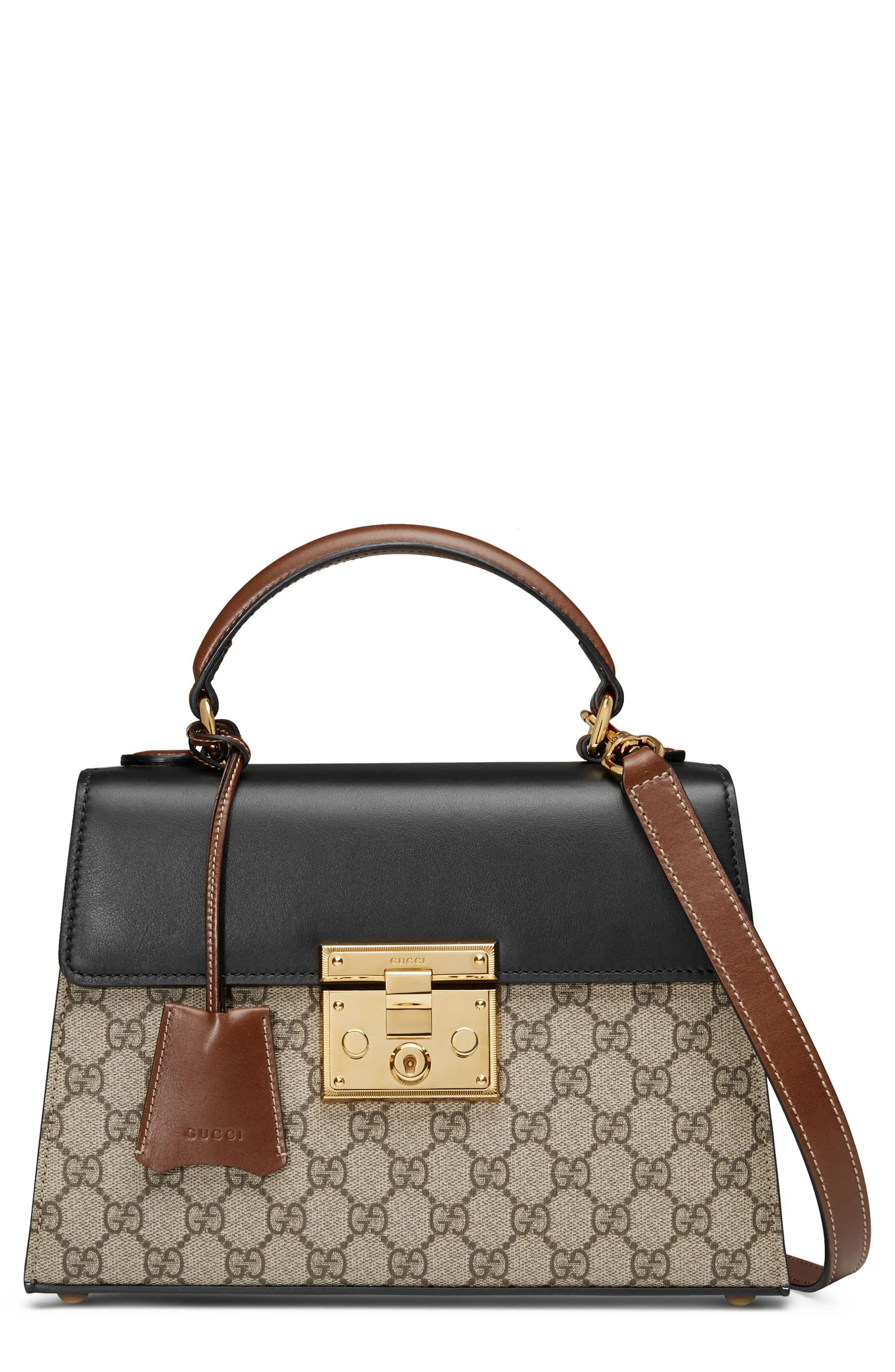Gucci Small Padlock GG Supreme Canvas & Leather Top Handle Satchel | Nordstrom