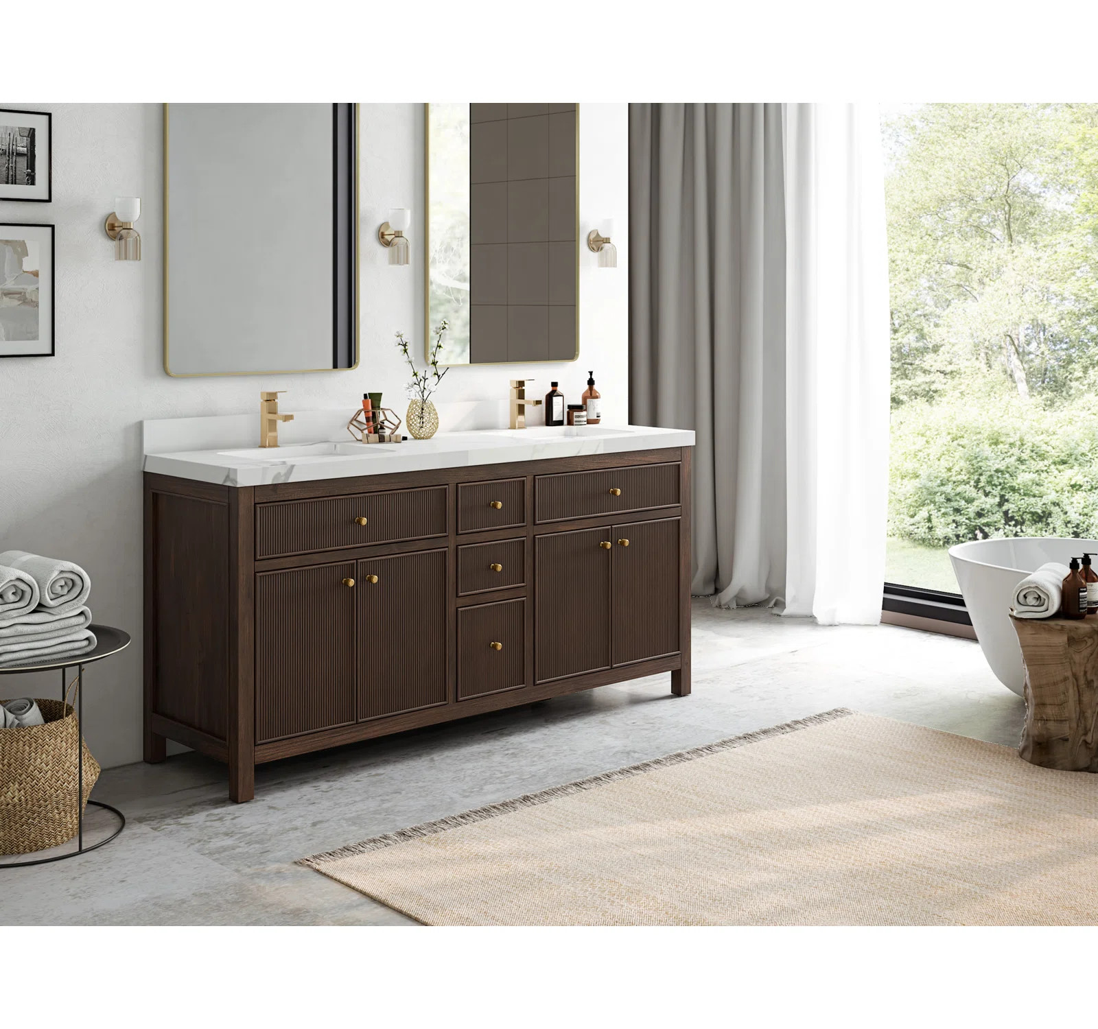 Sonoma Teak 72 In. W X 22 In. D Double Sink Bathroom Vanity In Dark Walnut | Wayfair North America