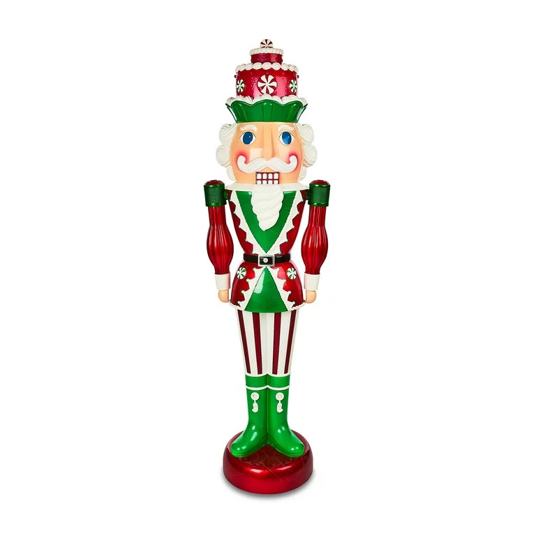 Peppermint Nutcracker with Music and LED Illumination, 72 in, 6 ft, by Holiday Time | Walmart (US)