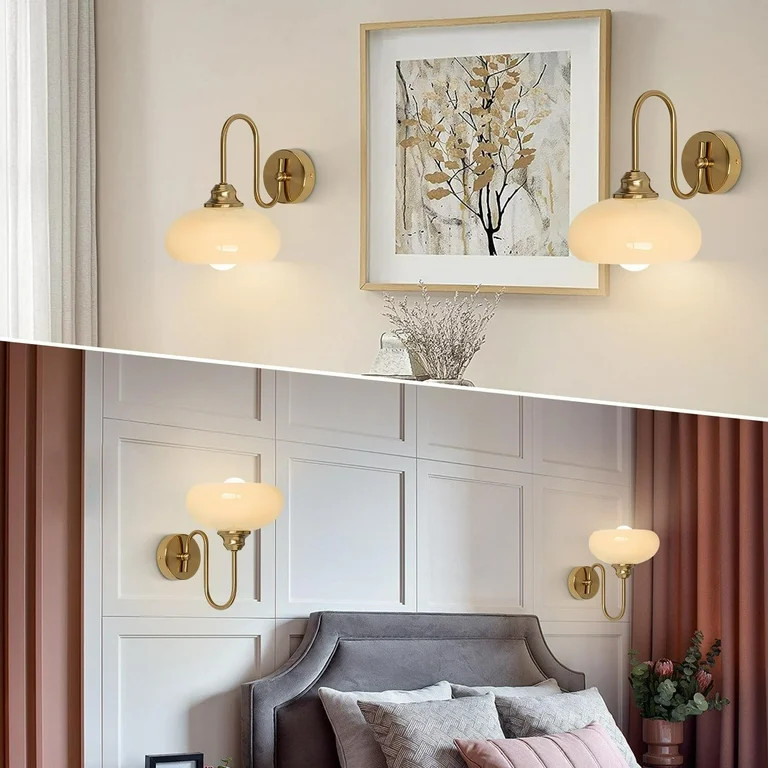 KCO Lighting Modern Wall Mounted Bedside Lamp Brass Gold Wall Sconce Glass Globe Light Fixture Vi... | Walmart (US)