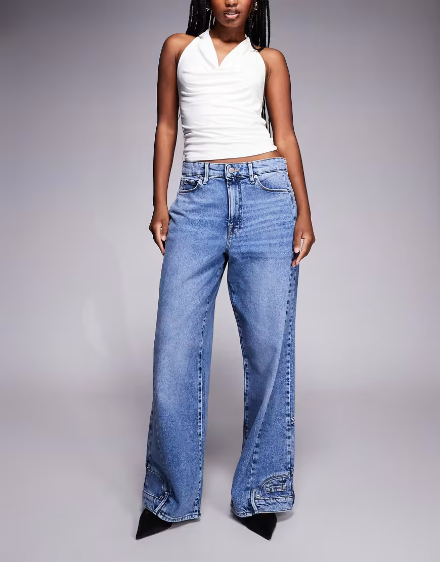 Good American reworked wide leg jeans in light wash blue - part of a set | ASOS (Global)