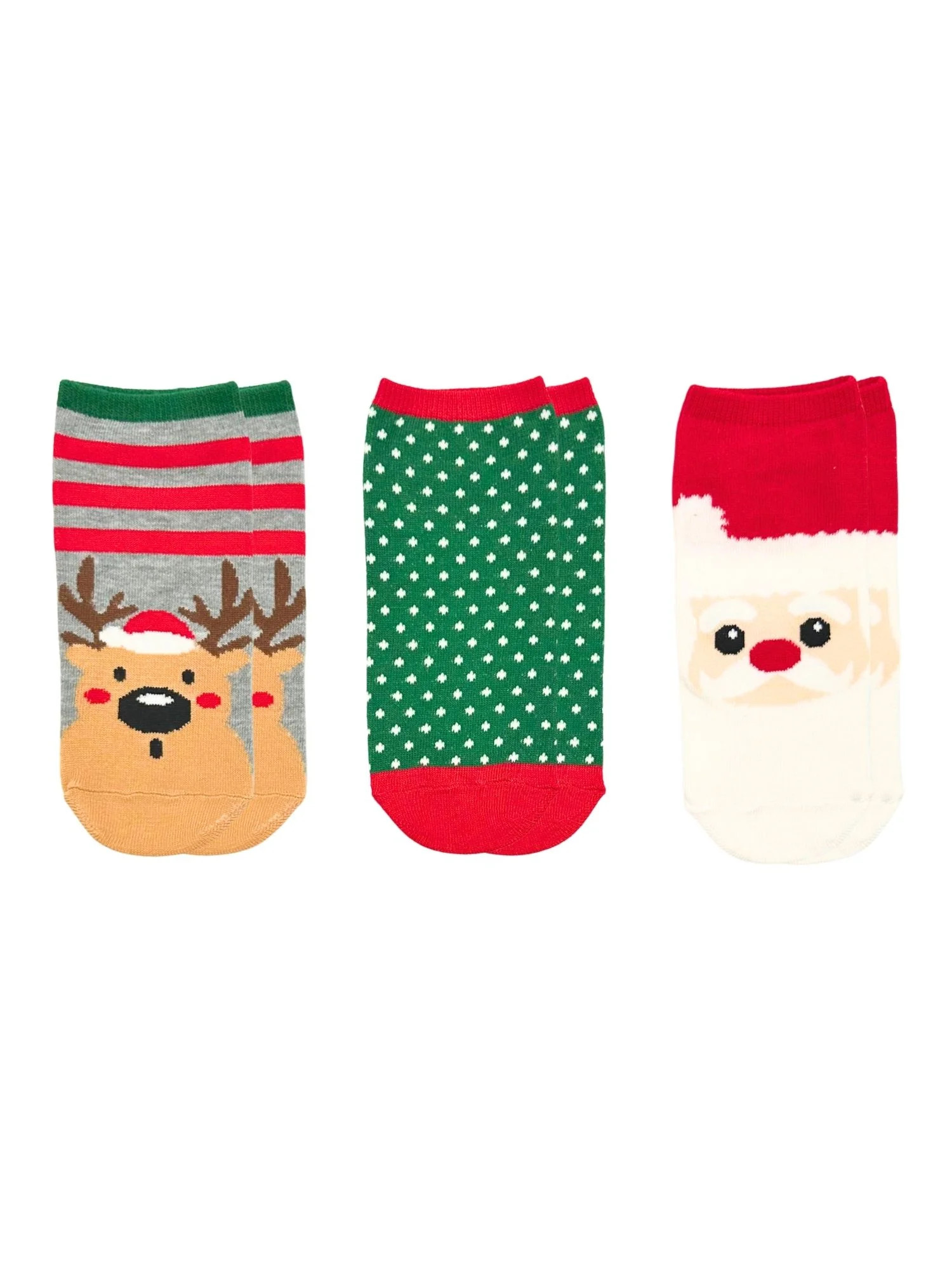 Holiday Time Women's Santa Reindeer No-Show Socks, 3-Pack, Size 4-10 | Walmart (US)