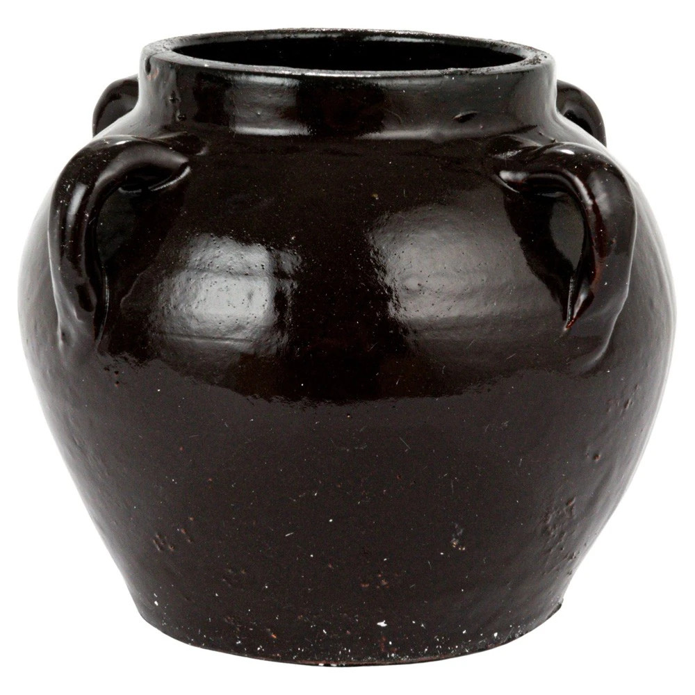 Tienna Traditional Distressed Espresso Clay Table Vase | Kathy Kuo Home