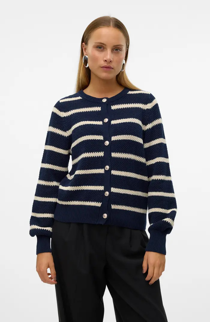VERO MODA Amazing Stripe Button Front Cardigan | Nordstromrack | Nordstrom Rack
