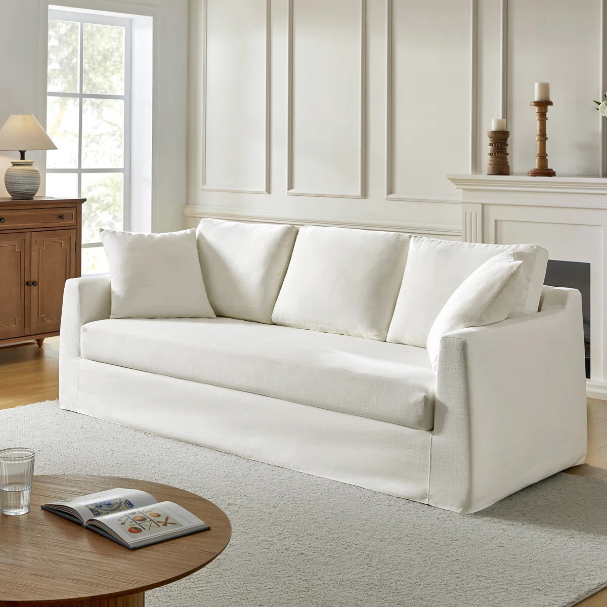 Reinoso 85" Farmhouse Upholstered Slipcovered Sofa | Wayfair North America