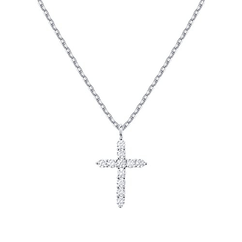 PAVOI 18K White Gold Vermeil Cross Necklace for Women | Cross Pendant | Gold Necklaces for Women | Amazon (US)