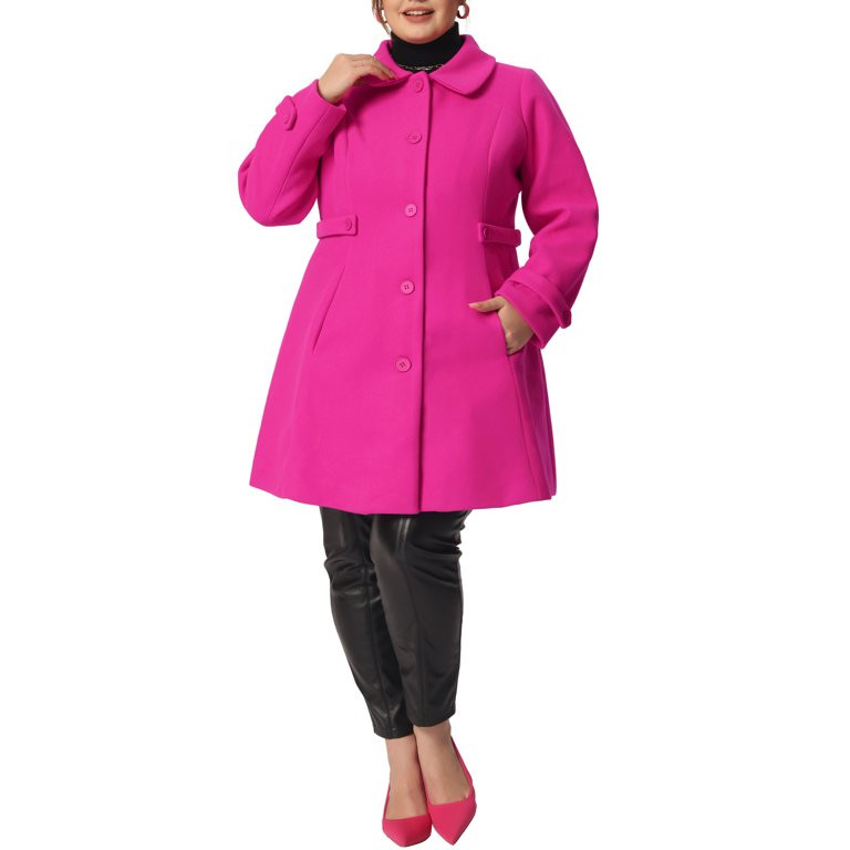 Agnes Orinda Women's Plus Size Peacoat Peter Pan Collar Single Breasted Long Coats | Walmart (US)