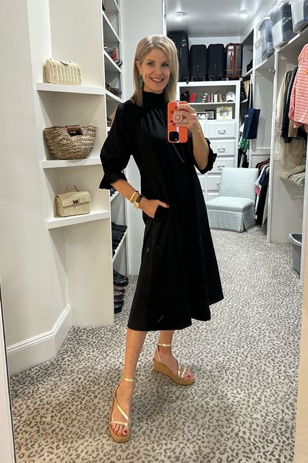 Super cute black dress for early fall! Currently on SALE. Also these wedges are amazing and so chic.   Dress - Size S

#LTKunder100 #LTKsalealert #LTKstyletip