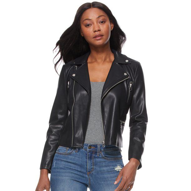 Scoop Vegan Faux Leather Moto Jacket Women's | Walmart (US)