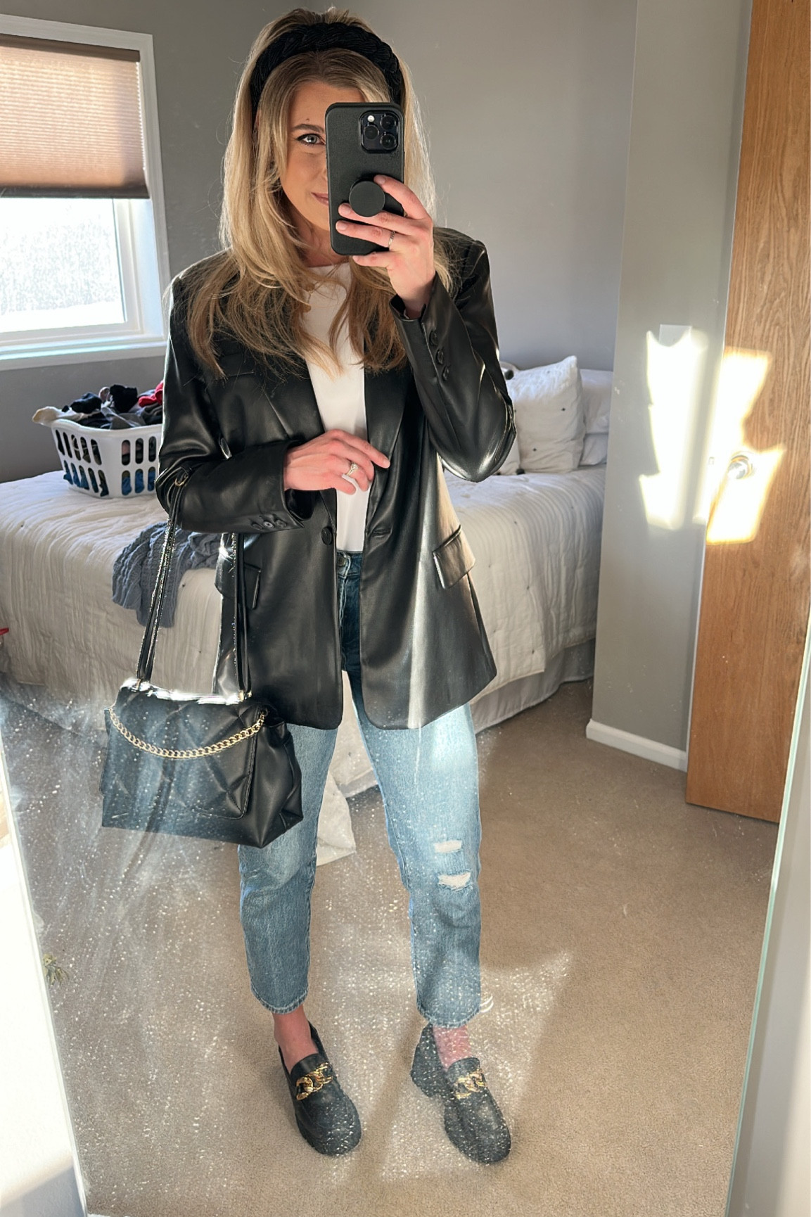 Valentine date night #ootd - express, lucky brand, vegan leather blazer, target, Amazon 