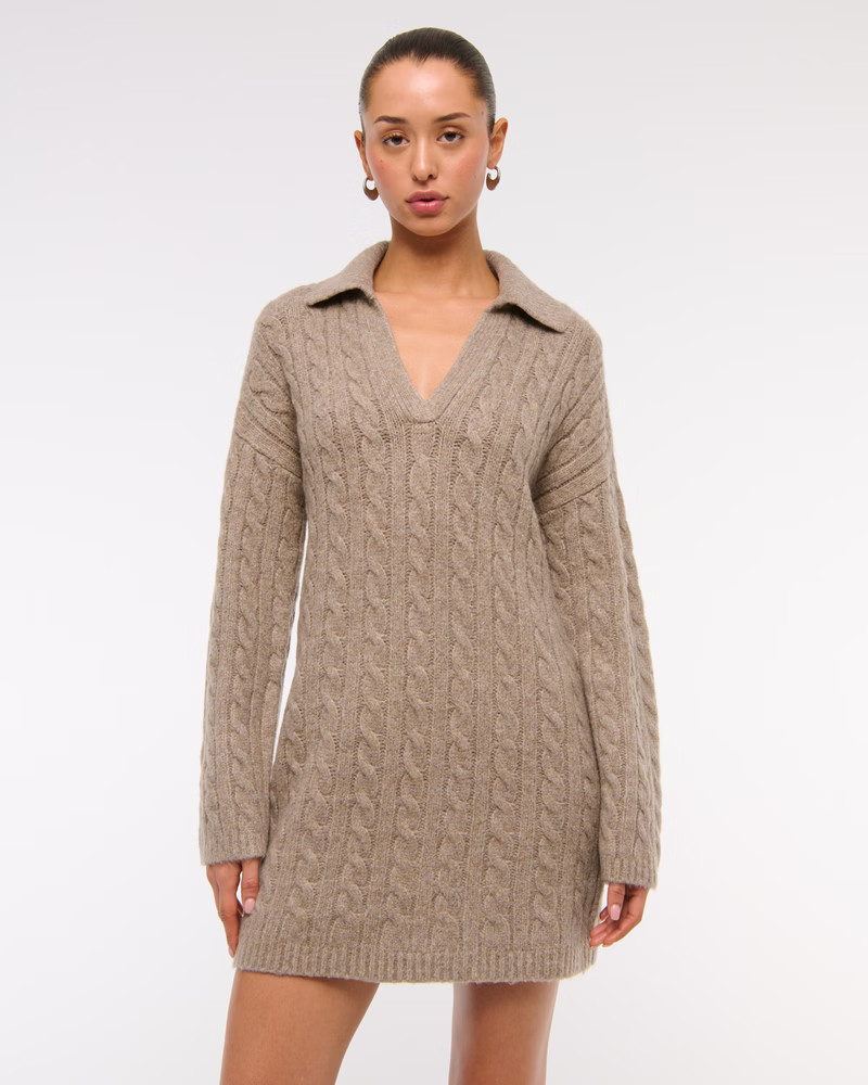 Women's Long-Sleeve Collared Mini Sweater Dress | Women's Dresses & Jumpsuits | Abercrombie.com | Abercrombie & Fitch (US)