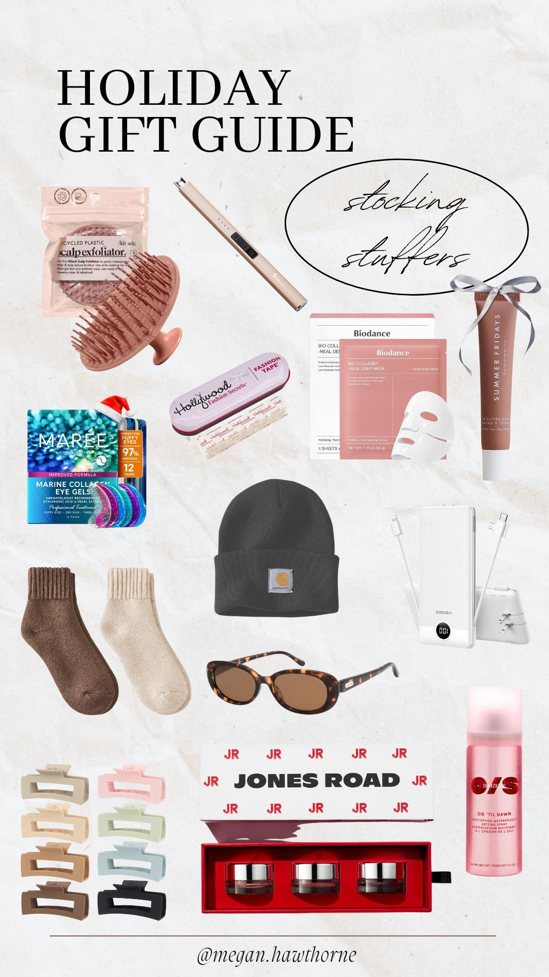 Holiday Gift Guide: Stocking Stuffers ✨ the perfect gifts to fill a stocking including some of my favorite beauty/self care items, cozy beanie + socks, designer inspired sunnies, a rechargeable lighter for candles, and a must-have portable phone charger; perfect for travel and everyday use!  

 #LTKGiftGuide #LTKHoliday #LTKselfcare