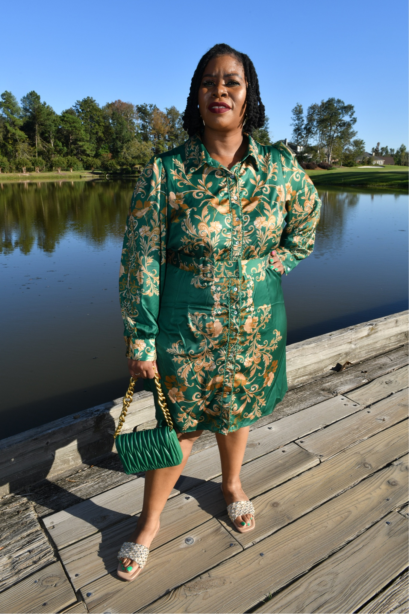 city chic green floral dress Jessie Dress in Bloom Gingham XXS main image 1