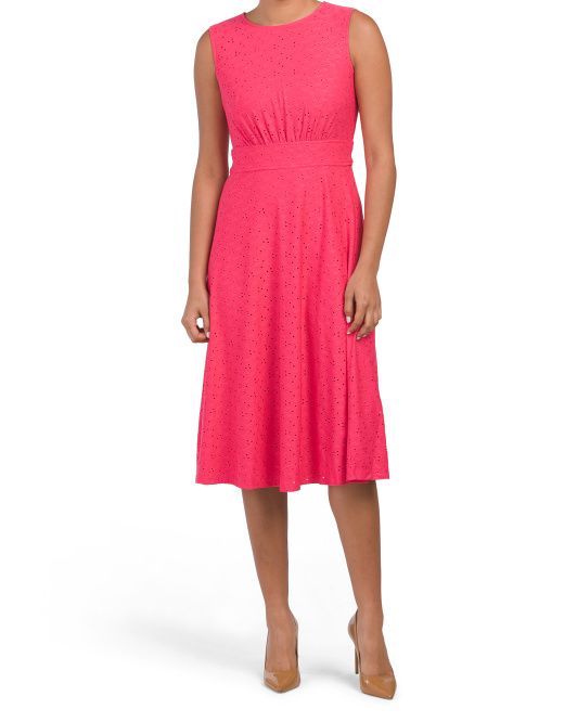 Eyelet Inset Waist Midi Dress | TJ Maxx