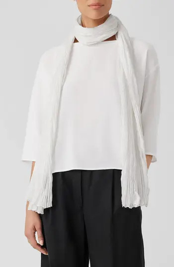 Eileen Fisher Whisper Plissé Silk Scarf | Nordstrom | Nordstrom