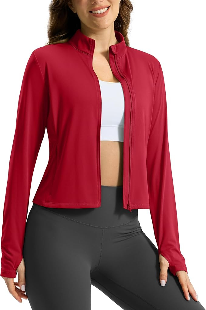 Soothfeel Women's UPF 50+ Sun Protection Athletic Jacket Lightweight Crop Zip Up Long Sleeve SPF ... | Amazon (US)
