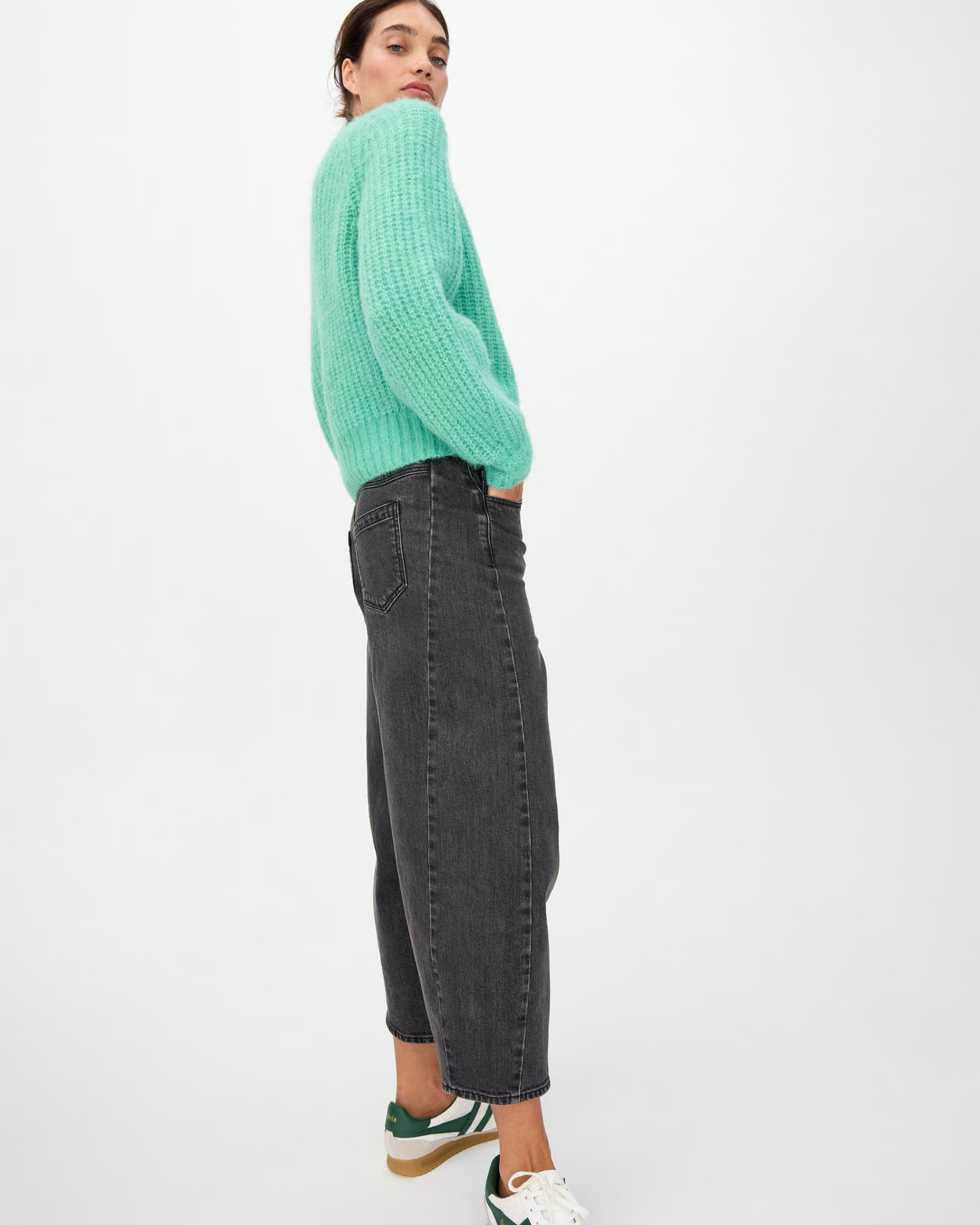 Washed Black Denim Barrel Leg Jeans | Oliver Bonas | Oliver Bonas (Global)