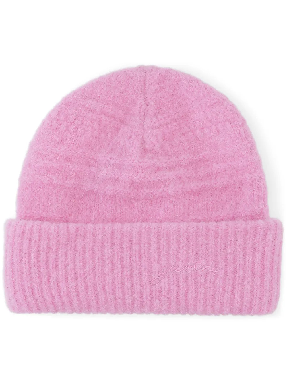 GANNI logo-embroidered Knitted Beanie | Pink | FARFETCH | Farfetch Global
