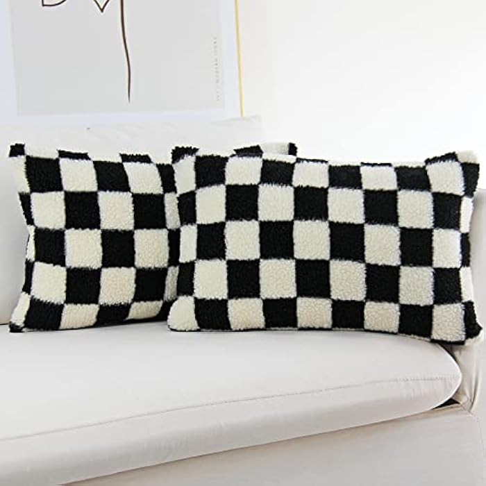 JOJUSIS Decorative Lumbar Throw Pillow Covers Luxury Style Checkerboard Pattern Cushion Case Supe... | Amazon (US)