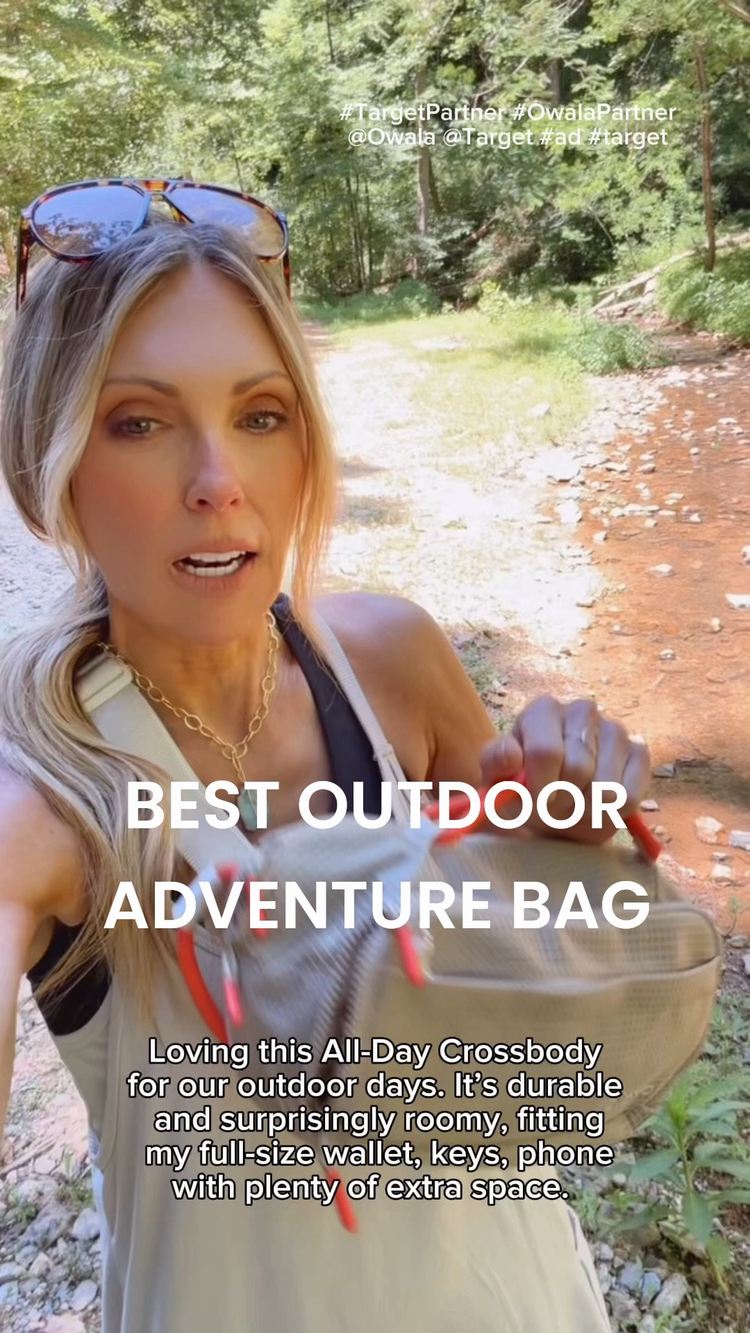 #Ad Loving this All-Day Crossbody for our outdoor days because it fits a full-sized water bottle. . It’s durable and surprisingly roomy, fitting my full size wallet, keys, phone with plenty of extra space. #TargetPartner #OwalaPartner @Owala @Target