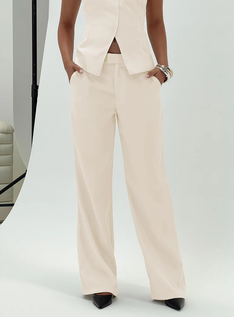 Irresistible Wide Leg Pant Cream | Princess Polly US