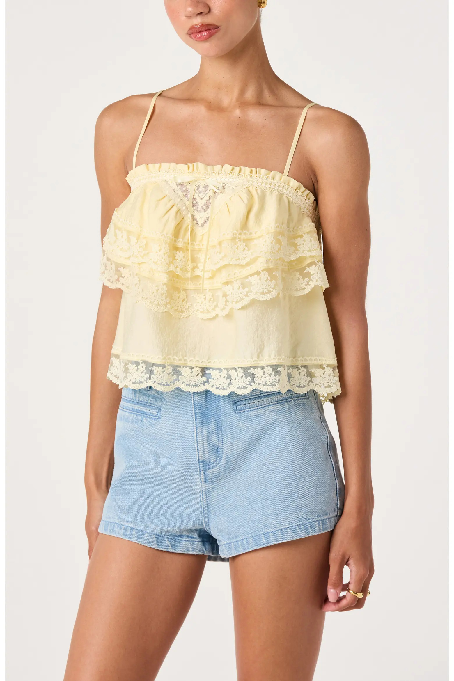 Jazlyn Lace Detail Tiered Top (Women) | Nordstrom | Nordstrom