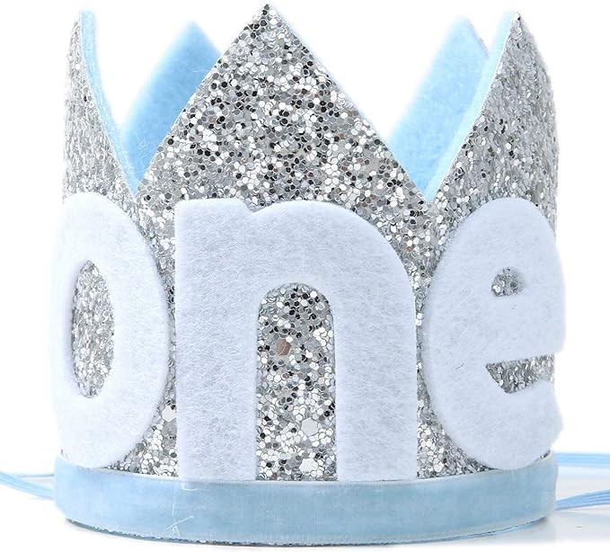 Baby Crown for 1st Birthday - First Birthday Party Headband, Glitter Crown | Amazon (US)