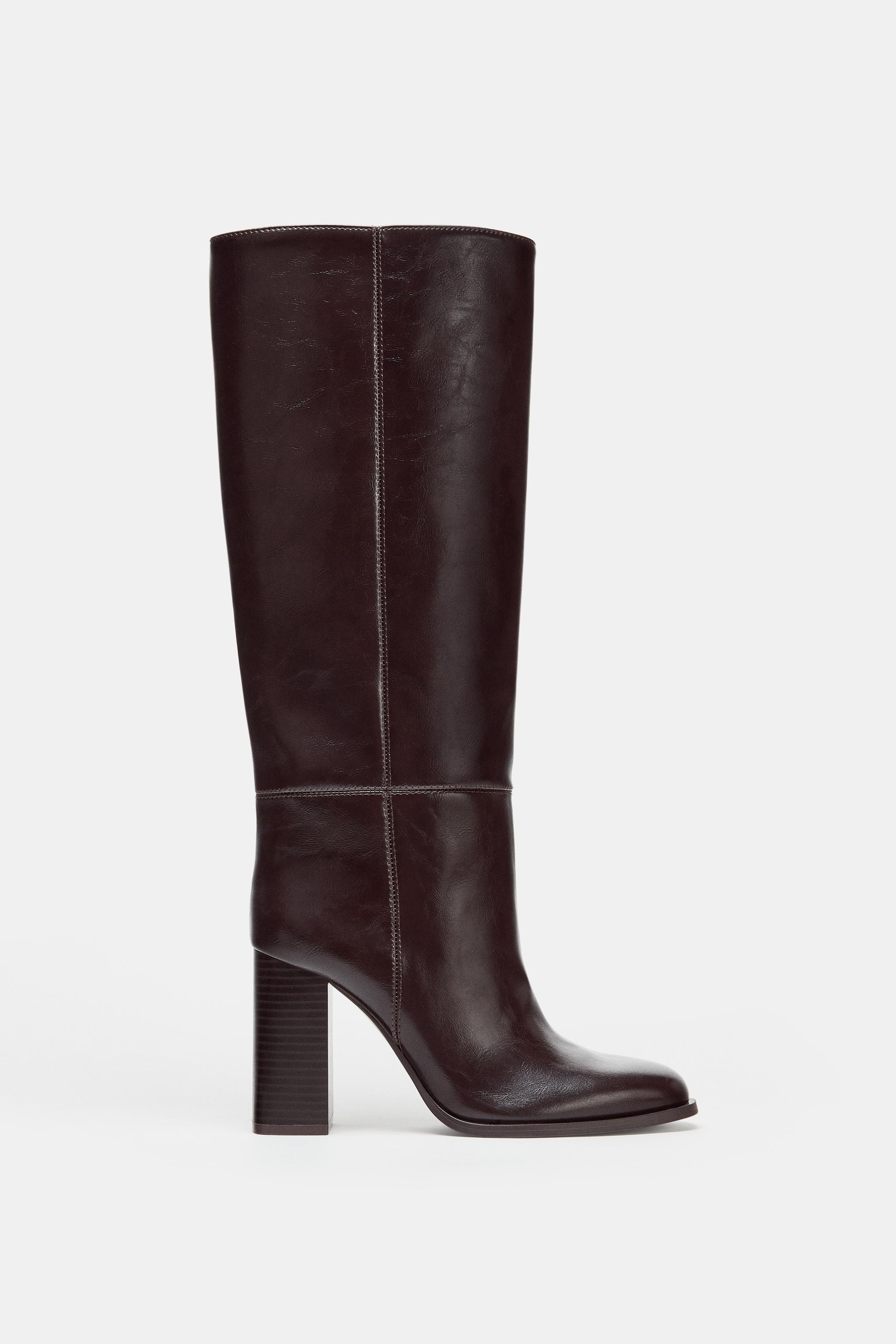 BLOCK HEEL KNEE-HIGH BOOTS | Zara US