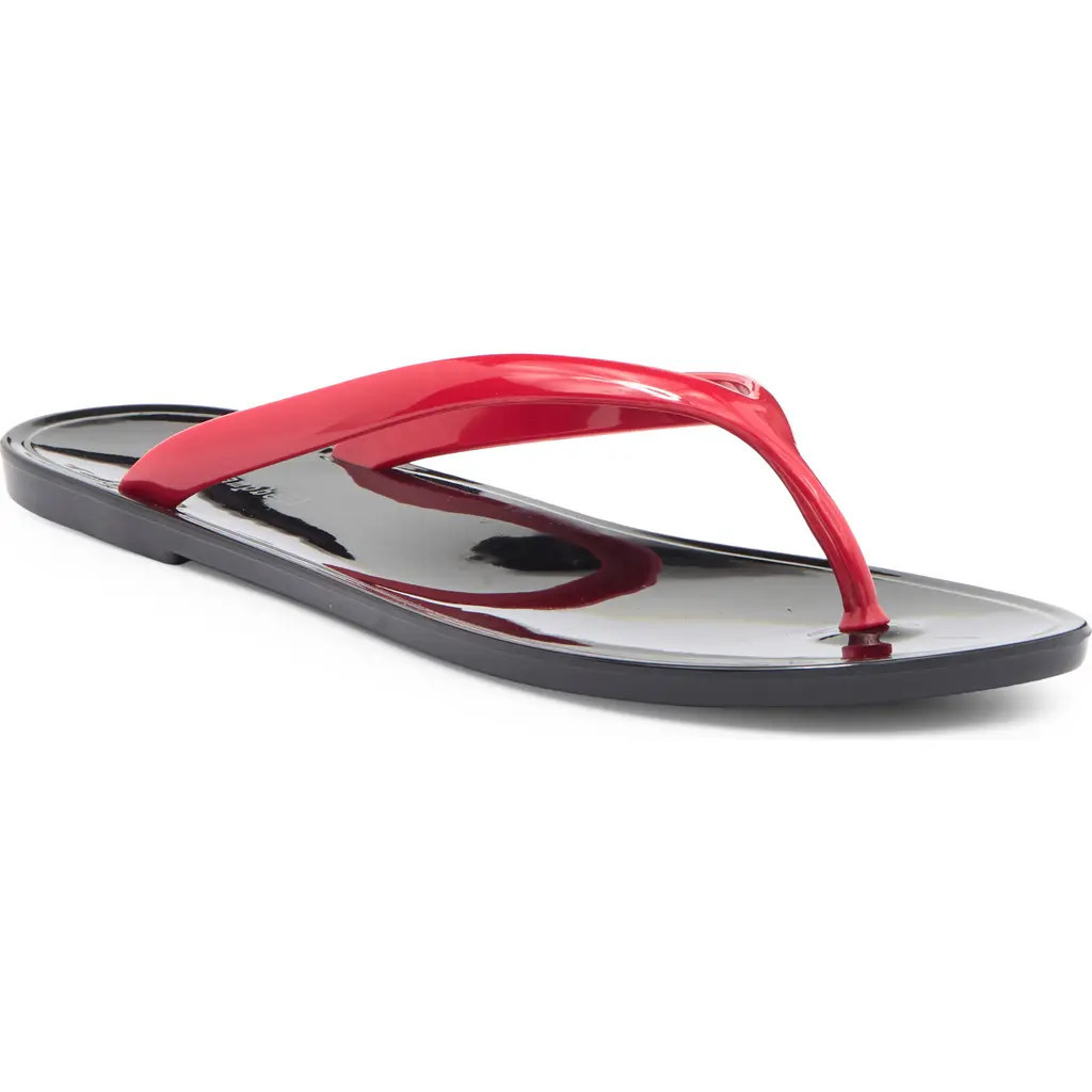 Jeffrey Campbell Beach Day Jelly Flip Flop in Red Shiny Black Shiny at Nordstrom, Size 9 | Nordstrom