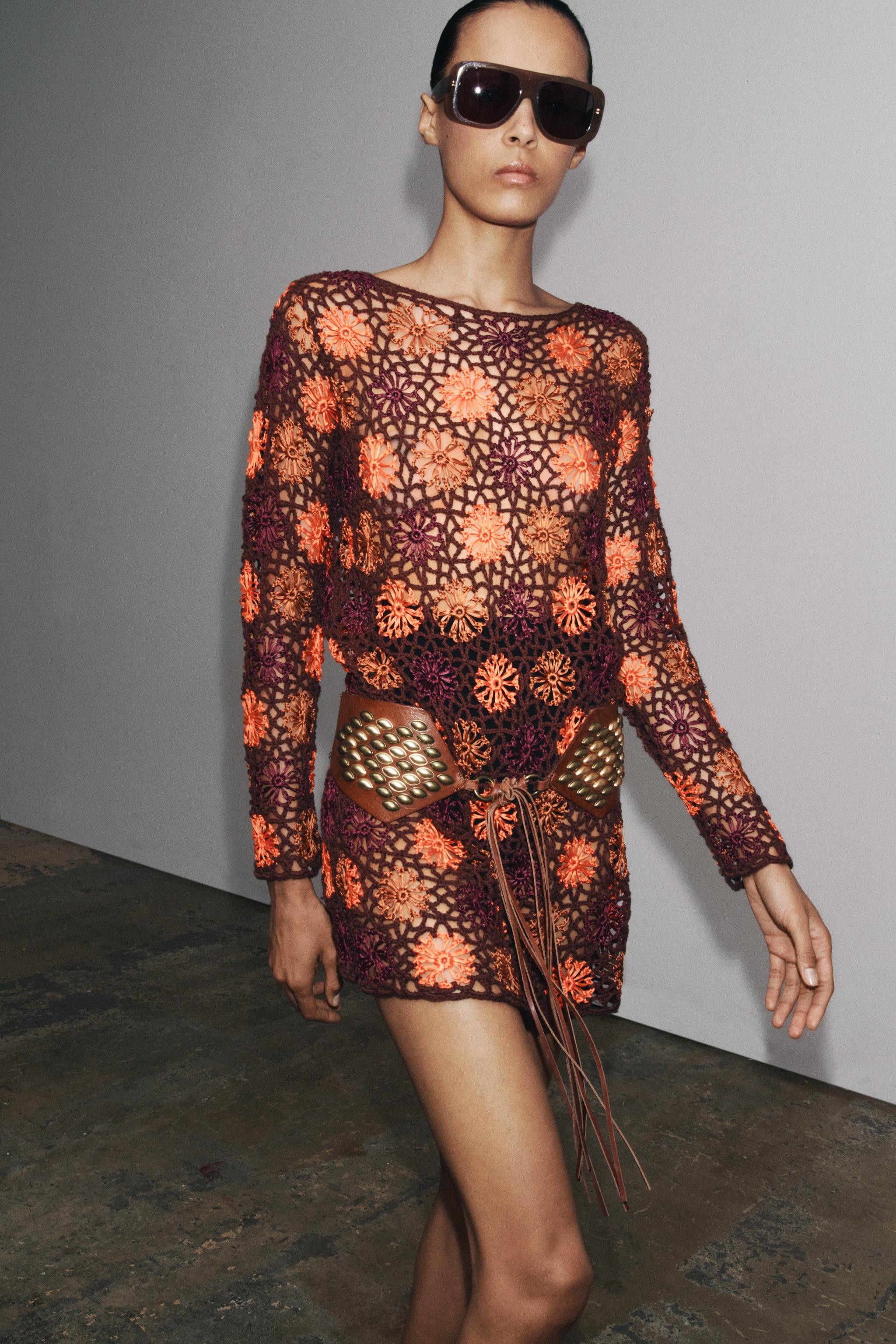 CROCHET KNIT MINI DRESS | Zara UK