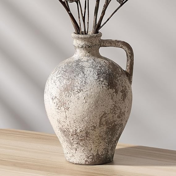 Antique Ceramic Vase, 8.3 Inch Terracotta Vase with Handle, Tuscan Decor Decorative Vase, Rustic ... | Amazon (US)