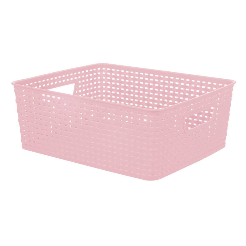 Light Pink Crossover Weave Storage Basket, Medium | At Home