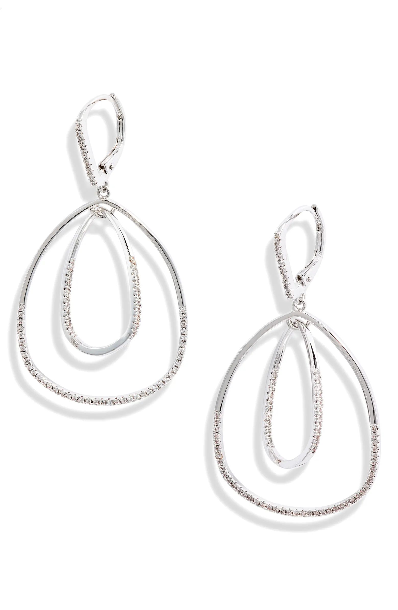 Pavé Inset Oval Orbital Earrings | Nordstrom