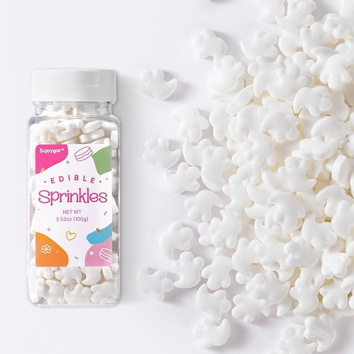 Ghosts Sprinkles for Cake Decorating, 3.52oz Edible White Ghosts Candy | Amazon (US)