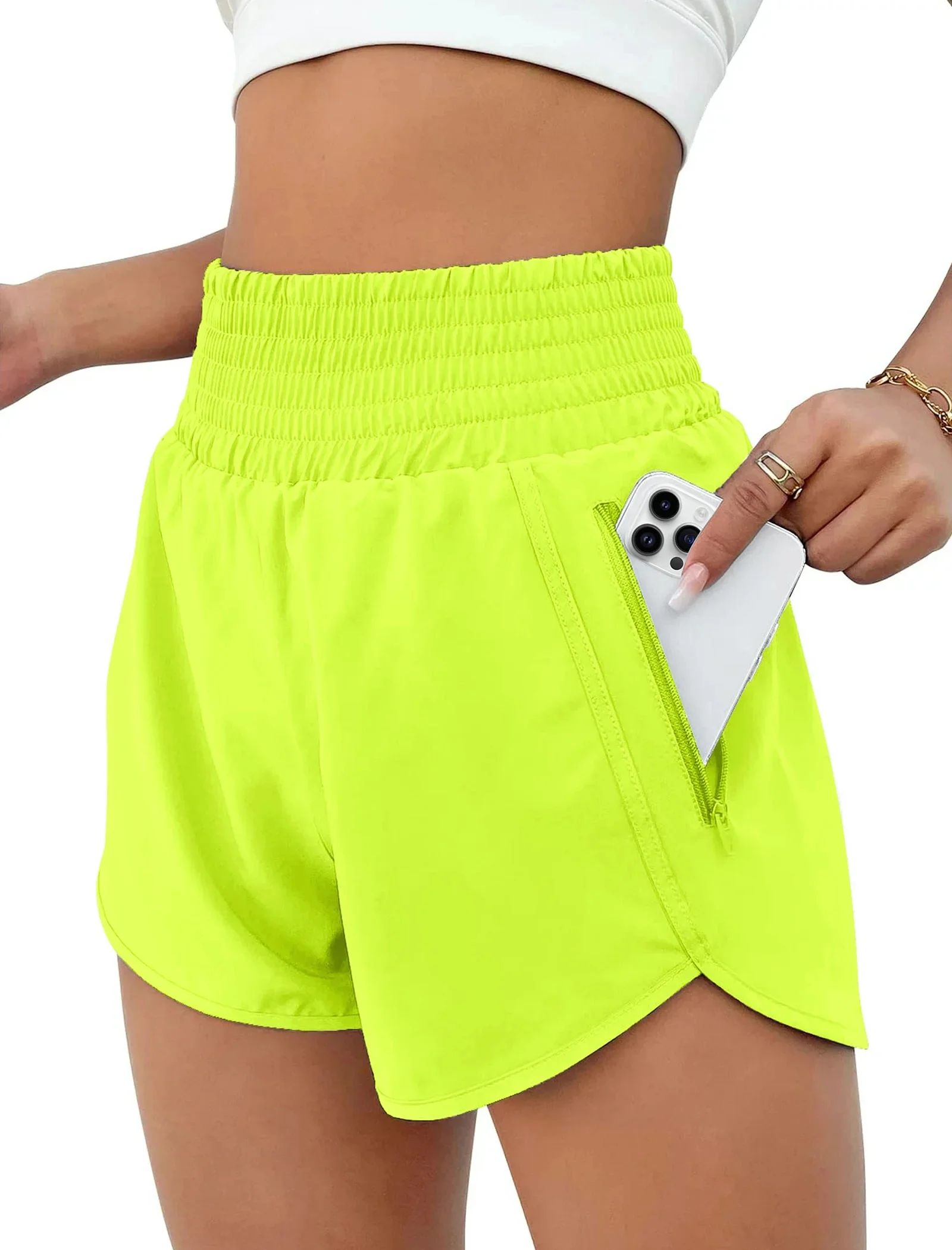 Rosvigor Womens Athletic Shorts High Waisted Running Shorts Gym Workout Shorts with Pockets - Wal... | Walmart (US)