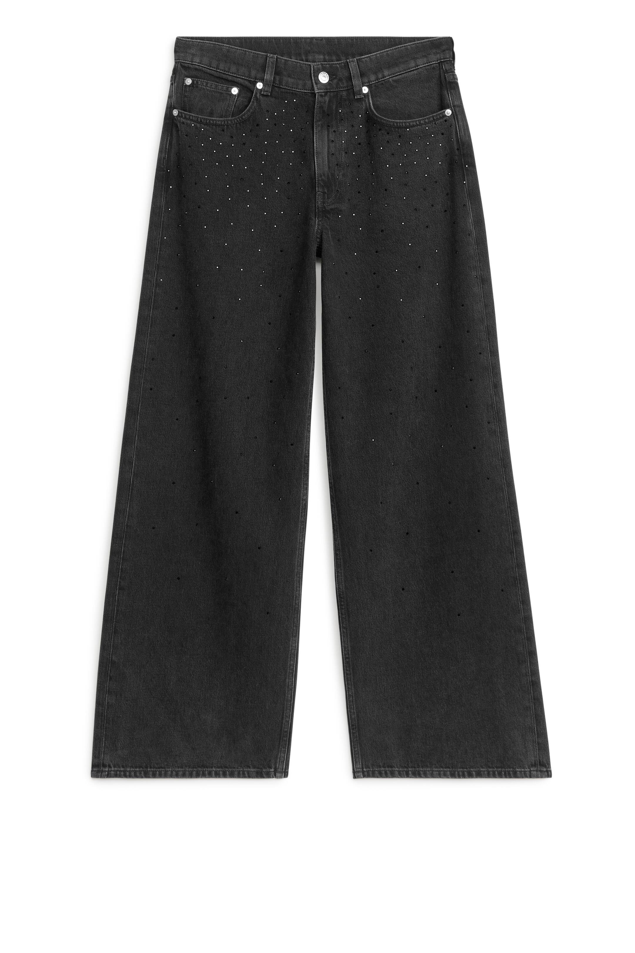 CLOUD Rhinestone Loose Jeans - Black - Ladies | H&M GB | H&M (UK, MY, IN, SG, PH, TW, HK)
