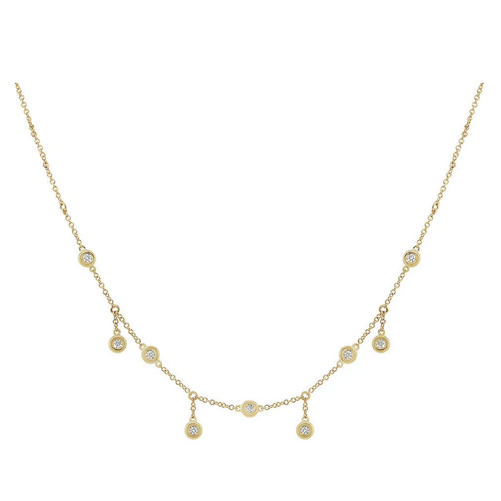 Alternating Diamond Drop Station Necklace | Henri Noel Fine Jewelry