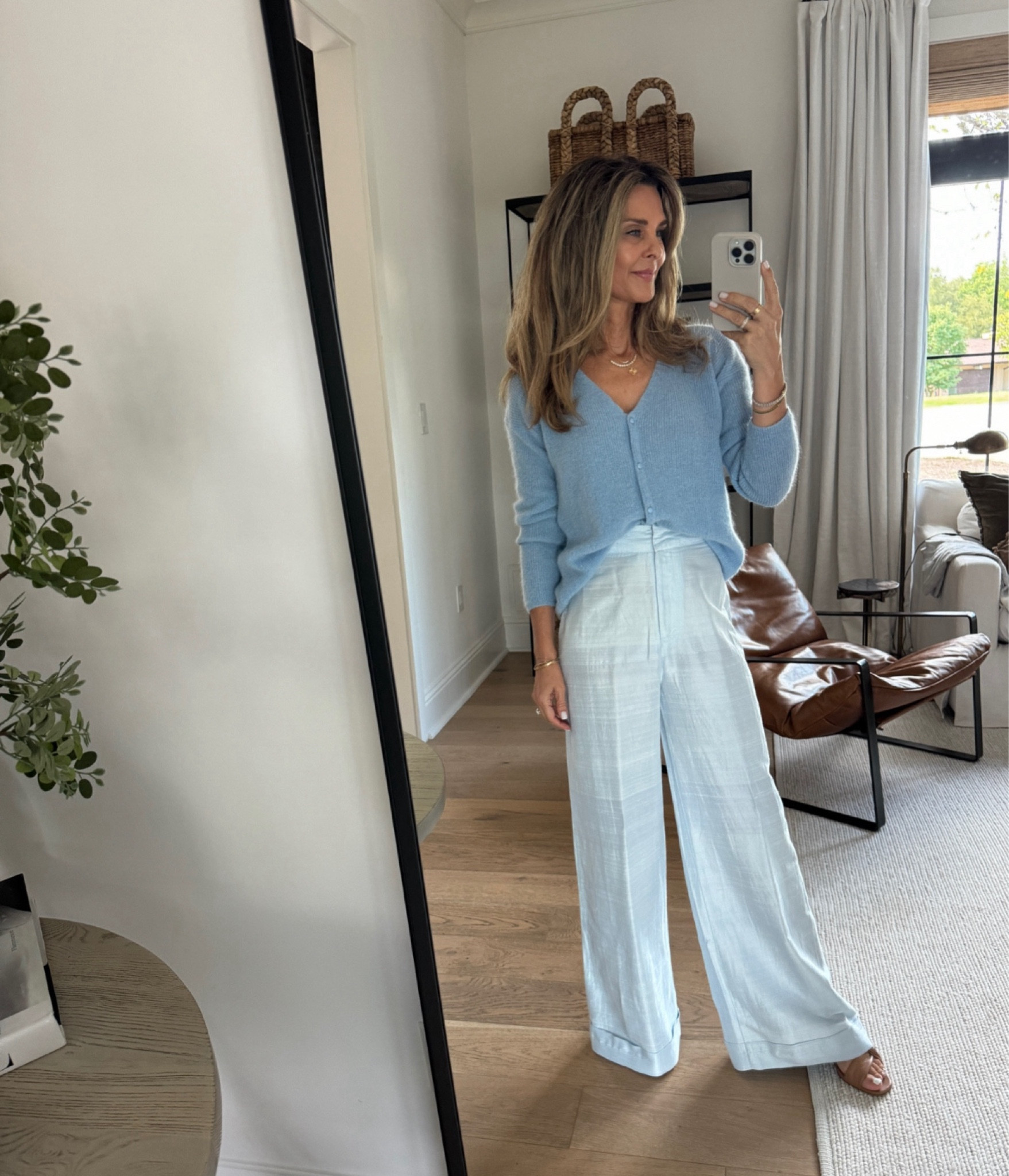 -Julia Amory Dupoini silk pant. Sz XS color Gracie. This color all year please! Discount code Tammy15
💥several colors are on sale. My discount code stacks on that! 
💟I ordered the lilac to wear with Camel for the fall. 

-Sezane sweater sz XS 
-Inez heels TTS Discount code Tammy15  

#LTKOver40 #LTKSaleAlert #LTKStyleTip