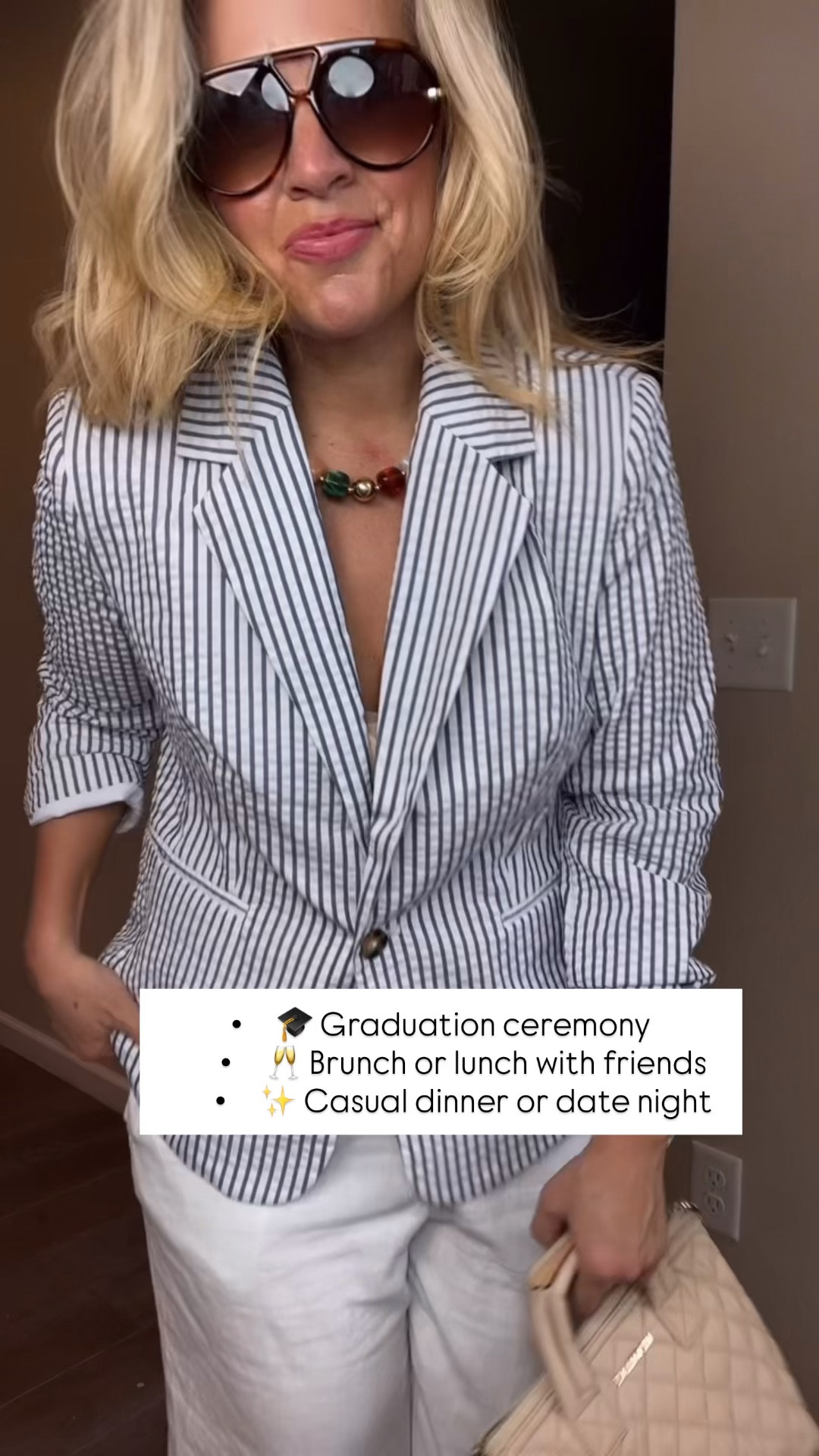  ✨Tap the bell, save and ❤️ for over 40 fashion, midlife style, midsize fashion and luxury looks for less. 

⬇️Sizing information:
Wearing large could do medium and (size up if in between sizes.) for relaxed fit. Excellent blazer!

1. 🎓 Graduation Ceremony (anchor moment)
	•	Light, breathable for outdoor heat
	•	Polished enough for photos
	•	Pair with: flowy midi dress or straight-leg pants + tank
	•	Why it works: structure on top balances everything and elevates the whole look without feeling heavy

2. 🥂 Brunch or Lunch with Friends
	•	Effortless but pulled together
	•	Throw it over a tee + white jeans or linen shorts
	•	Why it works: gives that “I didn’t try, but I look good” energy your audience loves

3. ✨ Casual Dinner or Date Night
	•	Perfect for patio dinners or vacation evenings
	•	Pair with a silky cami + relaxed trousers or denim
	•	Why it works: adds just enough polish while still feeling comfortable and breathable

👑"Helping you look good, feel good!" - Lindsey Denver

Spring looks, Midlife style for real women who want to feel confident again. Over 40 fashion and over 50 style that works with changing bodies, perimenopause shifts, and real life. Think midsize fashion, Gen X style and up, body confidence, and mom outfits that feel polished, comfortable, and elevated...because style over 45 and over 50 should feel effortless, not stressful. 


Follow my LTK @Over40andmidlife on the @shop.LTK app to view this post and get my exclusive app-only content!

#liketkit 
@shop.ltk
https://liketk.it/63DpF

Follow my LTK @Over40andmidlife on the @shop.LTK app to view this post and get my exclusive app-only content!

#liketkit #LTKPlusSize #LTKMidsize #LTKOver40
@shop.ltk
https://liketk.it/63Ql6